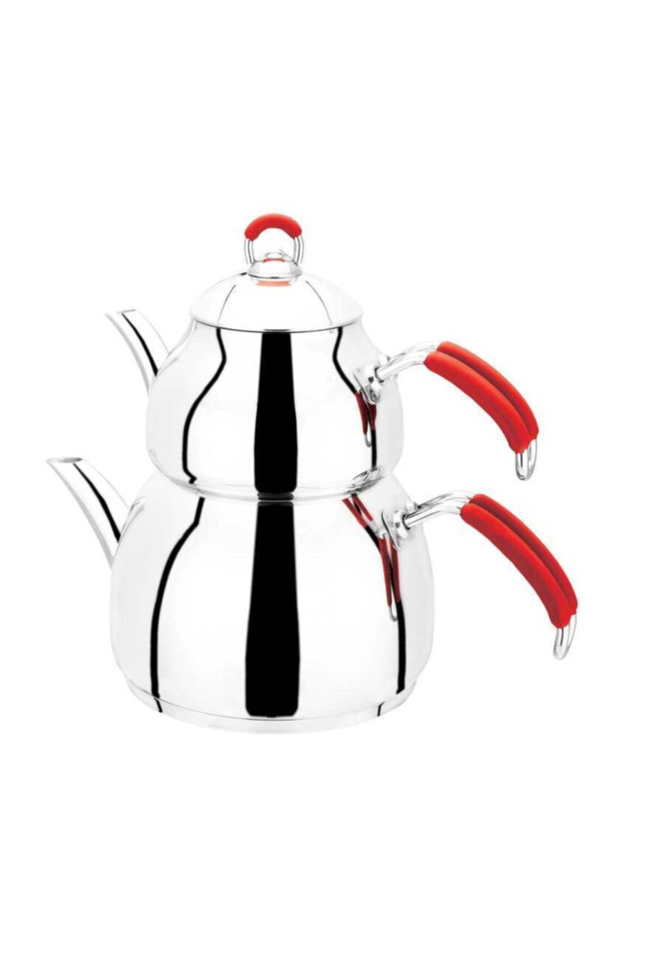 Akdeniz Venus Red Silicone Handle Teapot Set 1.10lt.-1.90lt.