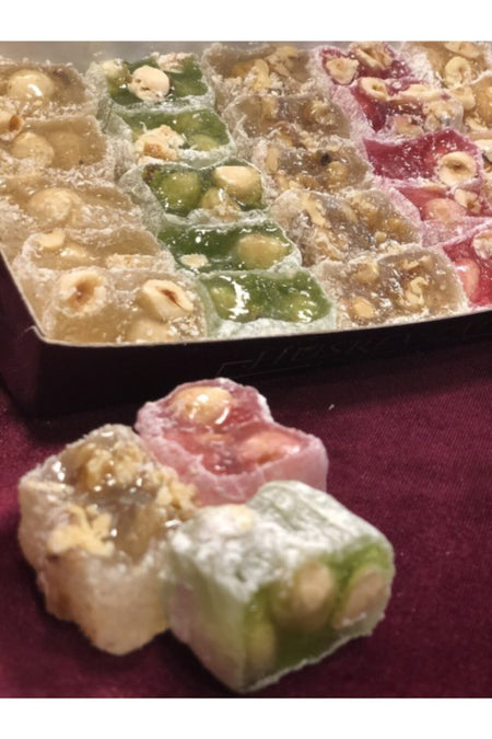 Husrevzade Assorted special Pomegranate Flavored kivili Orange Flavored Walnut Turkish Delight 500 g - MALLTURK