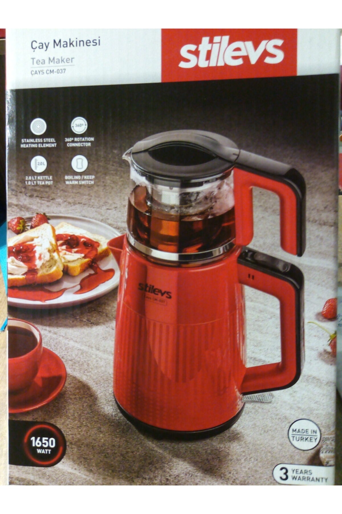 Stilevs CM-037 Glass Tea Maker, Red - MALLTURK