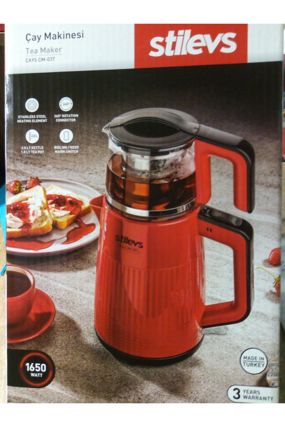 Stilevs CM-037 Glass Tea Maker, Red - MALLTURK