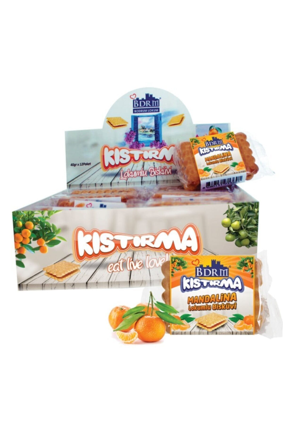 Bodrum Lokum Biscuit Sandwich Turkish Delight Petit Beurre 12 li kutu Mandarin Flavored - MALLTURK