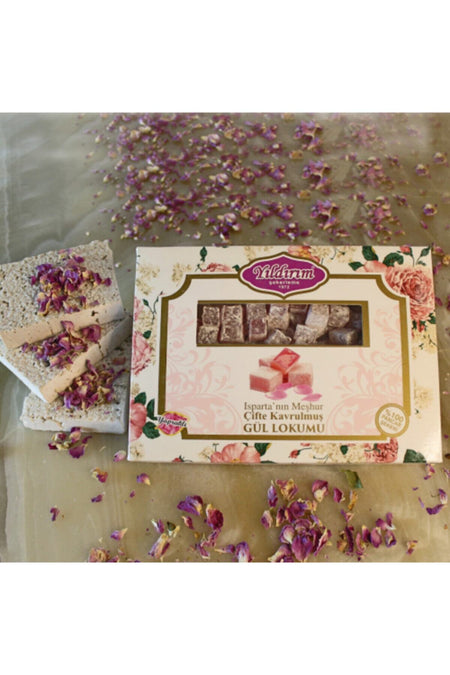 Yildirim Sekerleme Double Roasted meshur isparta Rose Mini Turkish Delight 250 g - MALLTURK
