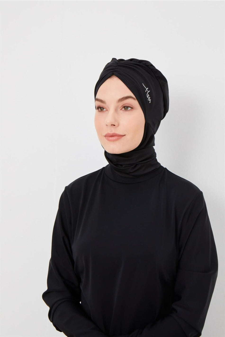 Hasema Signature Black Ruched Swim Cap - MALLTURK