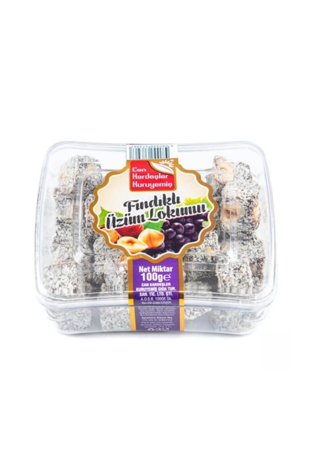 Can Kardesler Kuruyemis Hazelnut Grape Flavored Turkish Delight 100 g Pack - MALLTURK