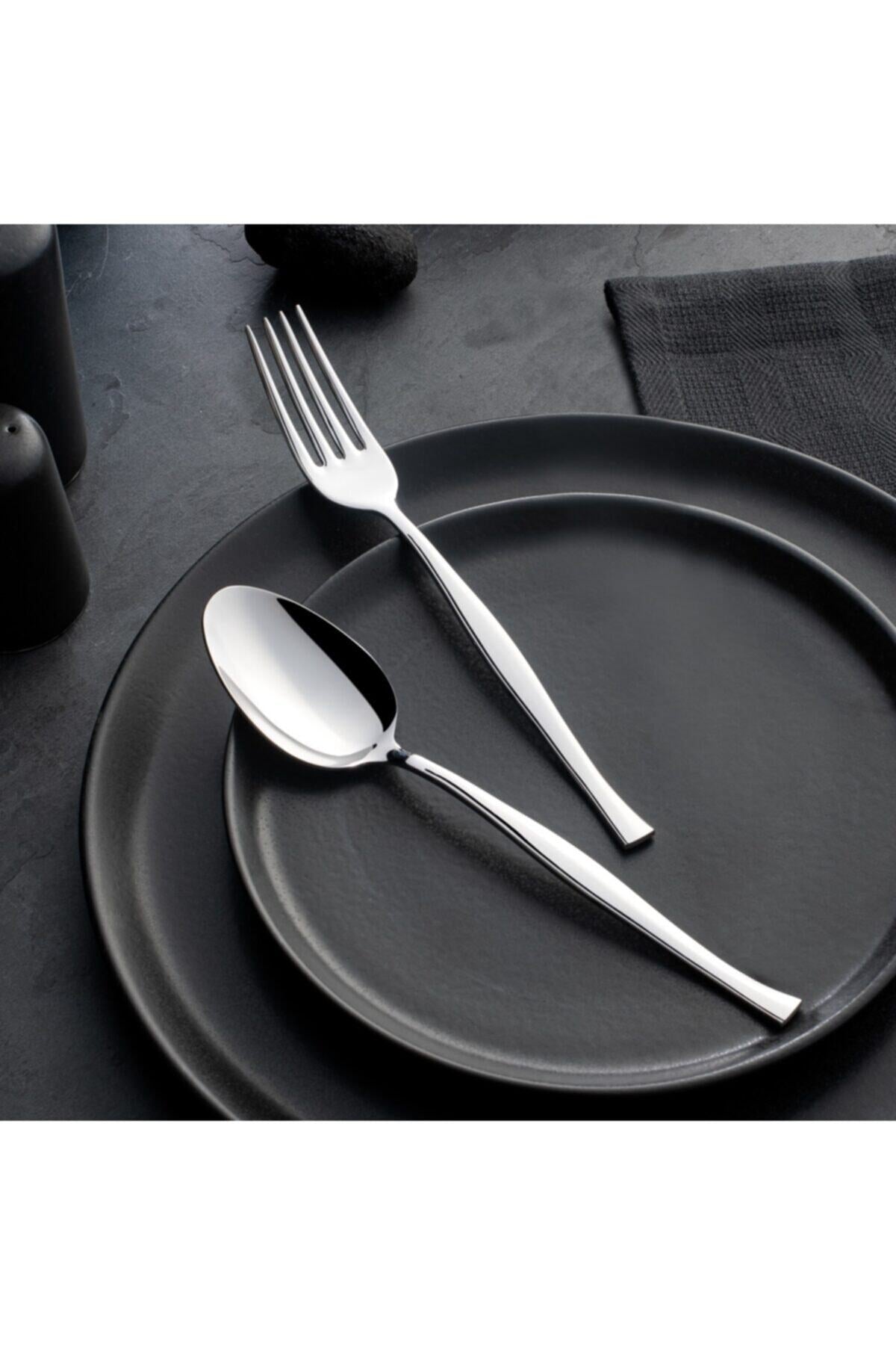 Nehir zarif Plain 30 Piece bicaksiz Fork Spoon Set - MALLTURK