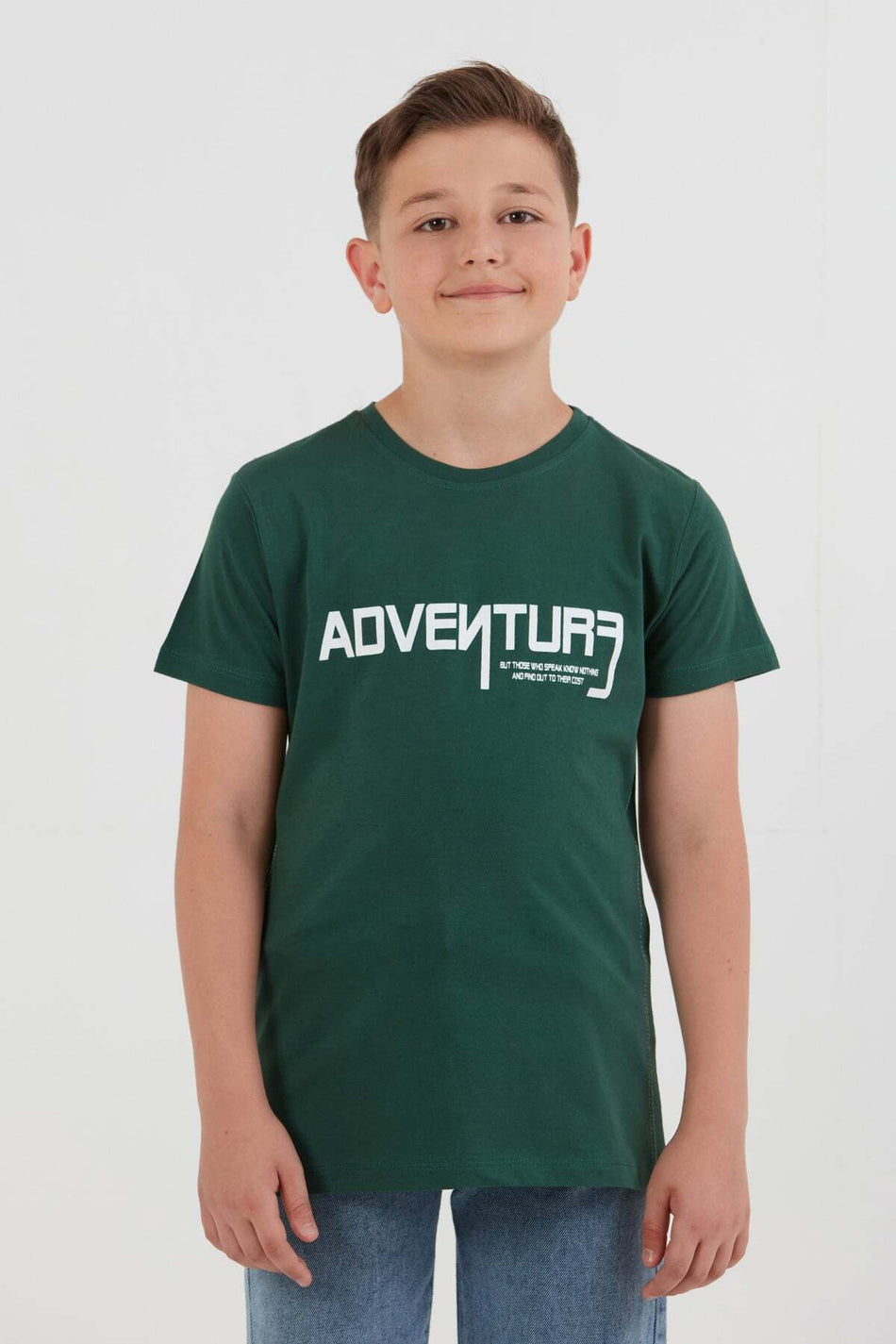 100% Cotton Adventure Text Printed Boy's T-Shirt - MALLTURK