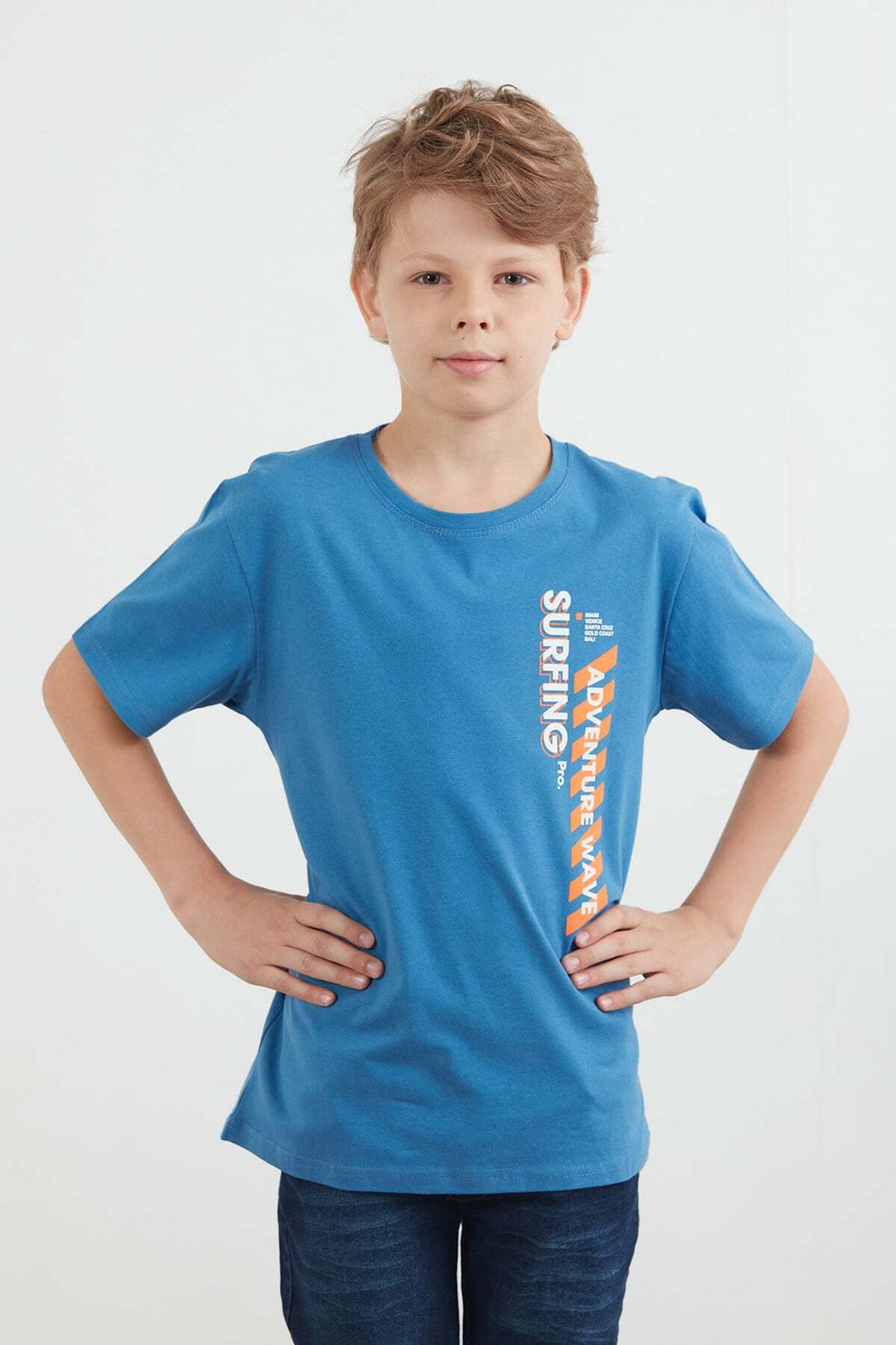 100% Cotton Adventure Text Printed Boy's T-Shirt - MALLTURK