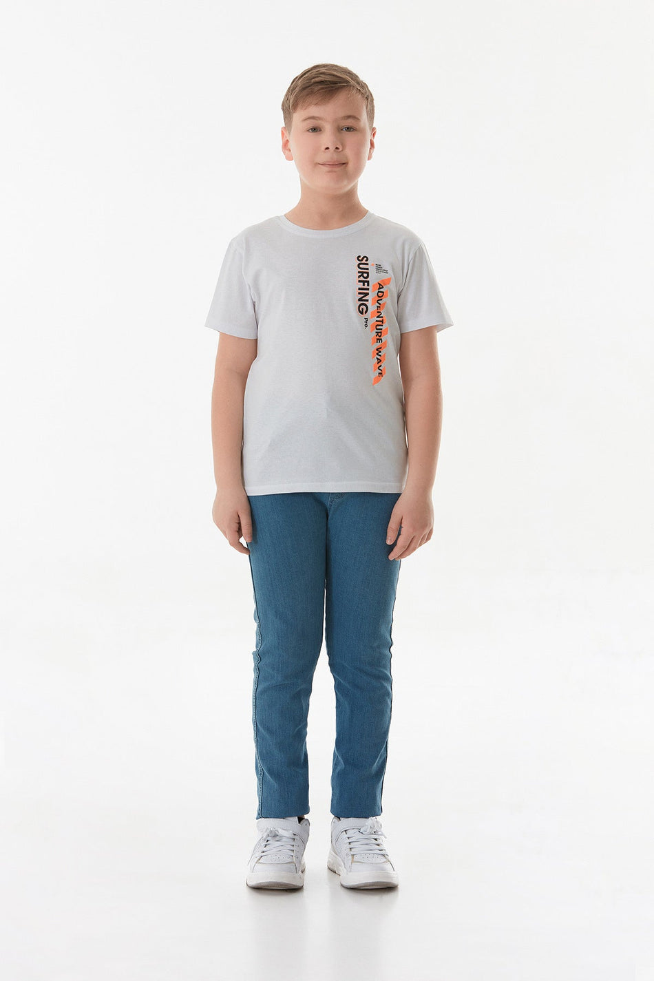 100% Cotton Adventure Text Printed Boy's T-Shirt - MALLTURK