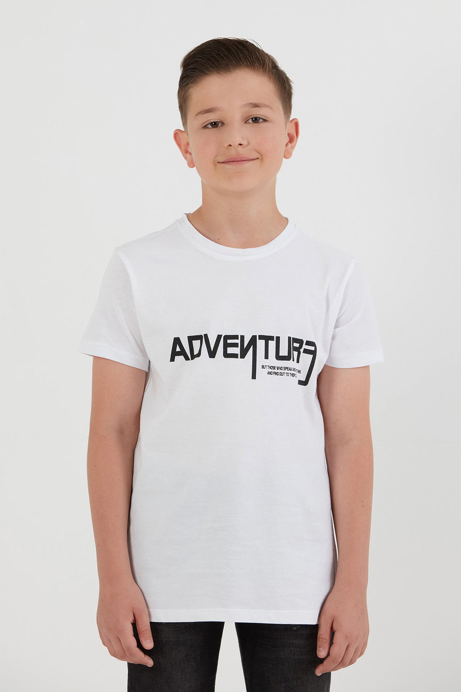 100% Cotton Adventure Text Printed Boy's T-Shirt - MALLTURK