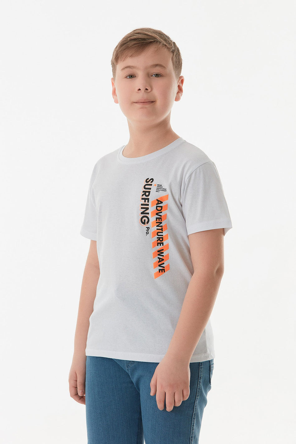 100% Cotton Adventure Text Printed Boy's T-Shirt - MALLTURK