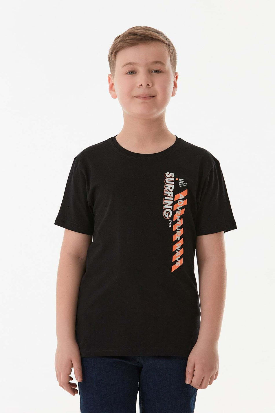 100% Cotton Adventure Text Printed Boy's T-Shirt - MALLTURK