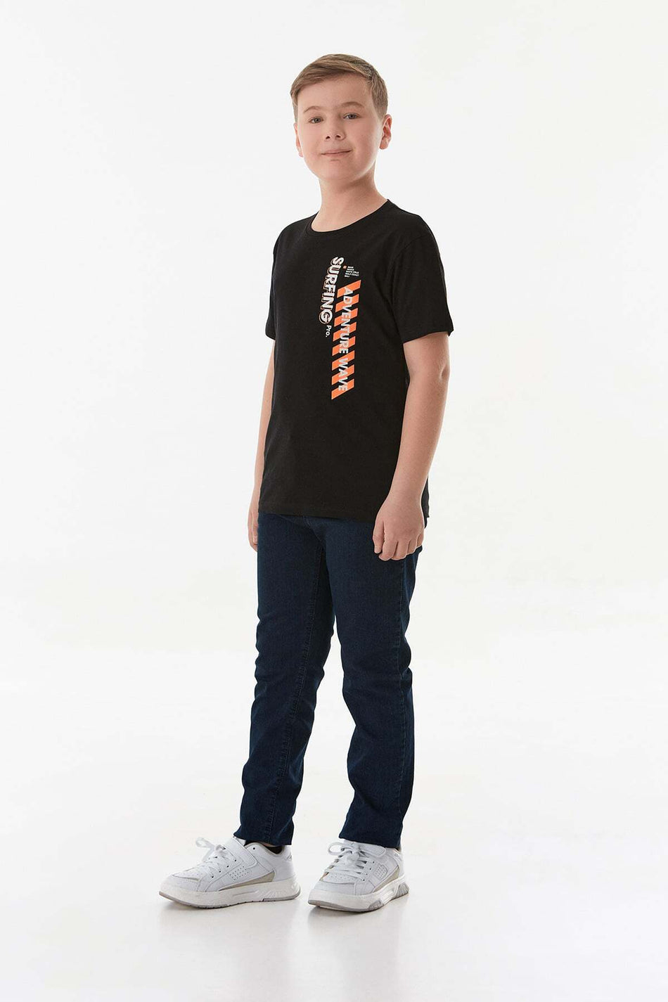 100% Cotton Adventure Text Printed Boy's T-Shirt - MALLTURK