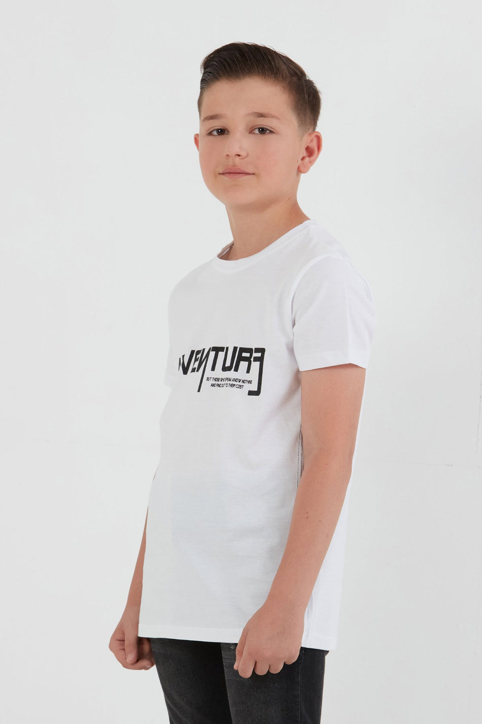 100% Cotton Adventure Text Printed Boy's T-Shirt - MALLTURK