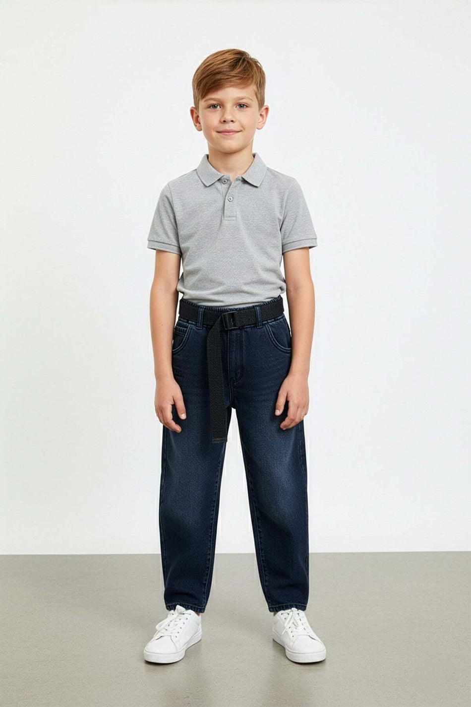 100% Cotton Belted Boys' Baggy Trousers - MALLTURK