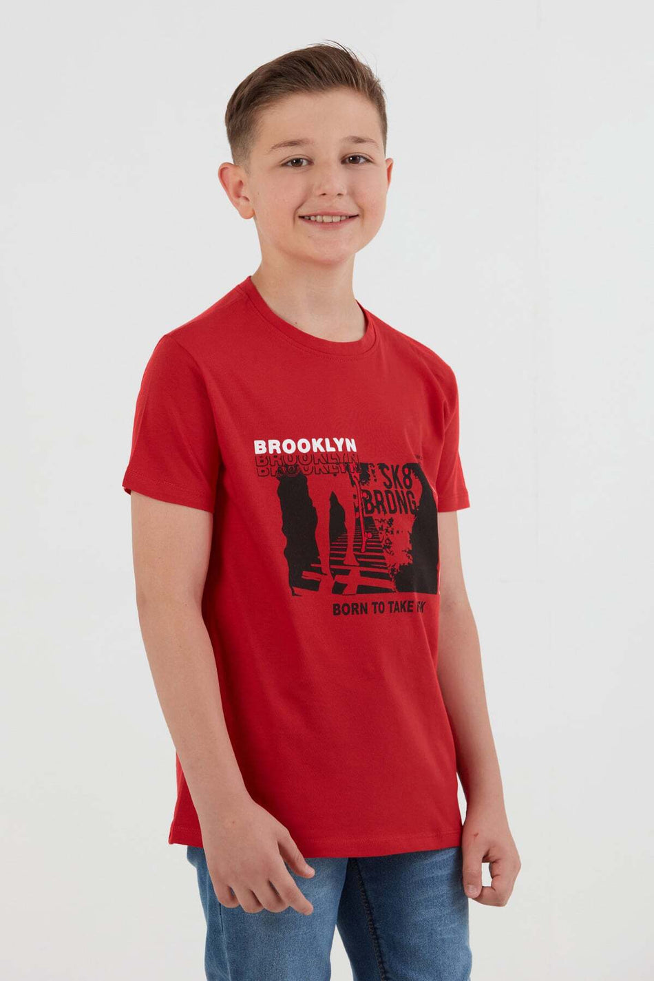 100% Cotton Brooklyn Printed Boy's T-Shirt - MALLTURK