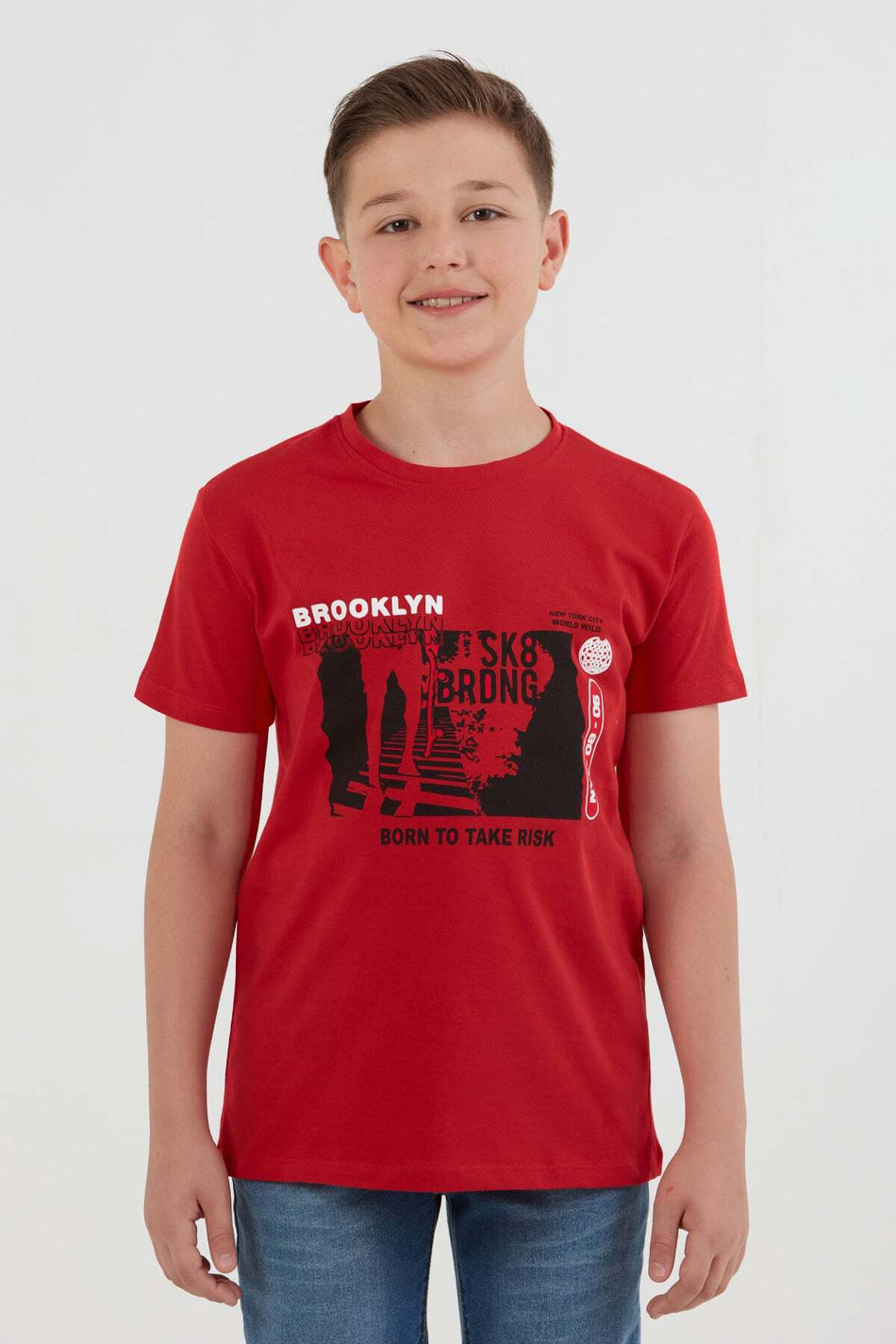 100% Cotton Brooklyn Printed Boy's T-Shirt - MALLTURK