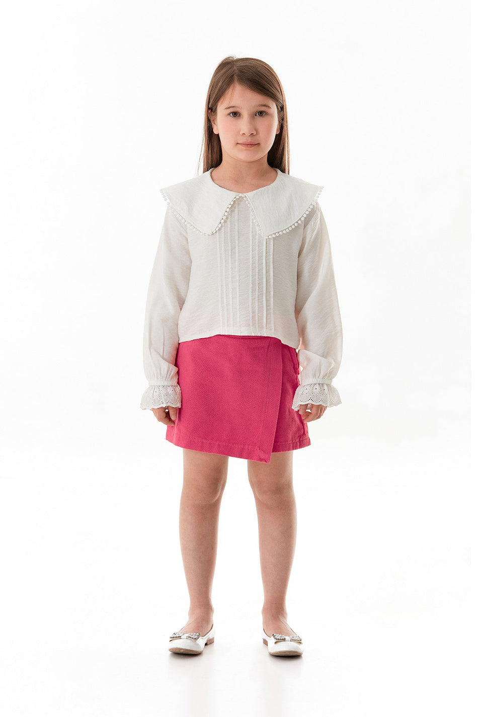 100% Cotton Elastic Waist Zippered Girl's Shorts Skirt - MALLTURK