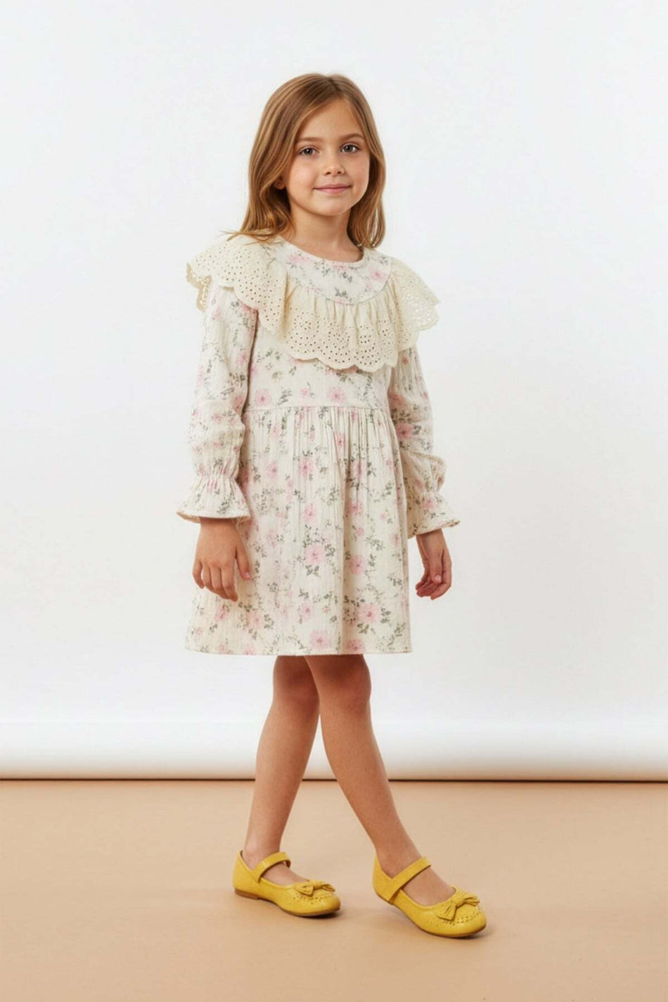 100% Cotton Floral Lace Girls' Dress - MALLTURK