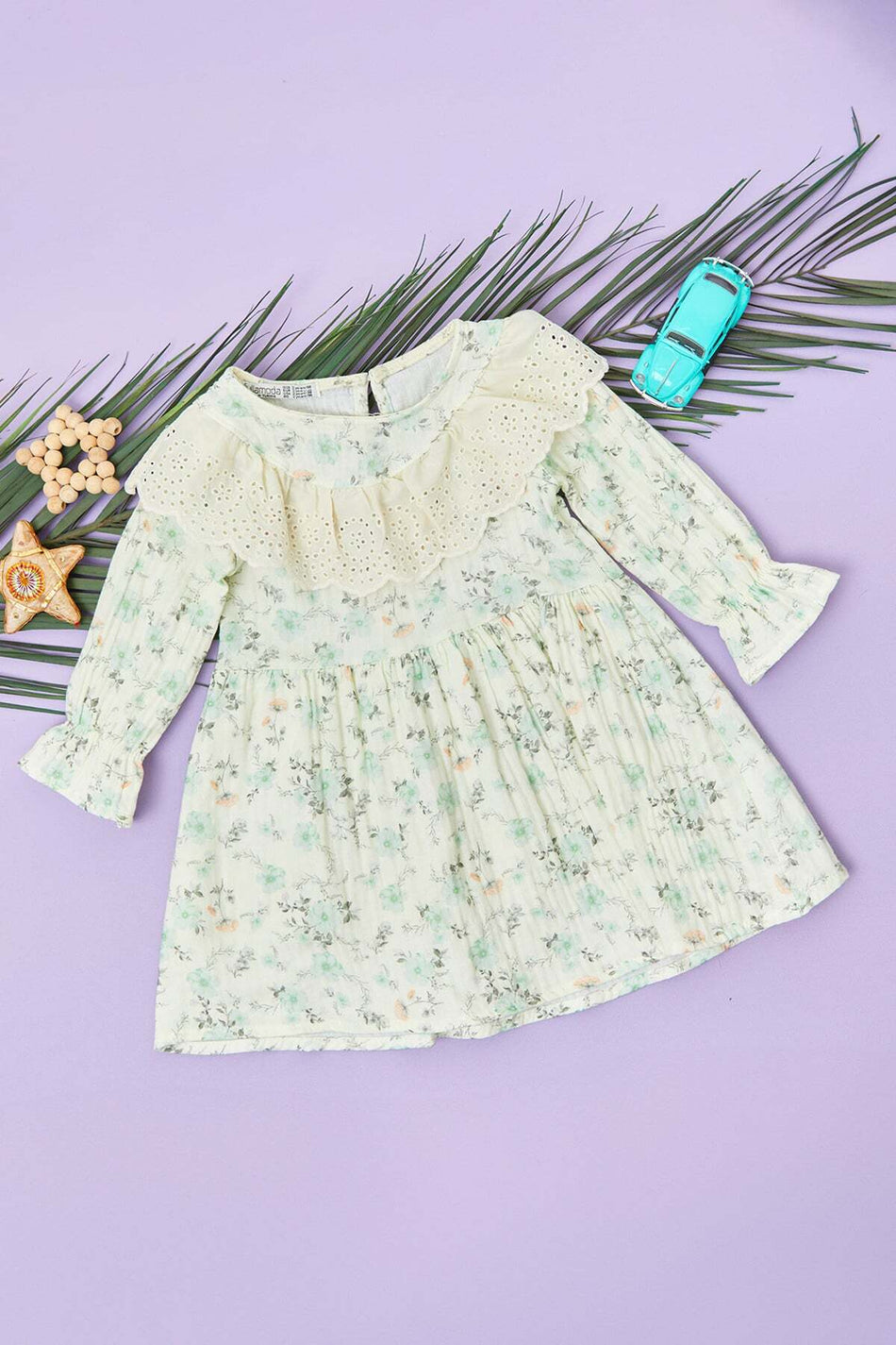 100% Cotton Floral Lace Girls' Dress - MALLTURK