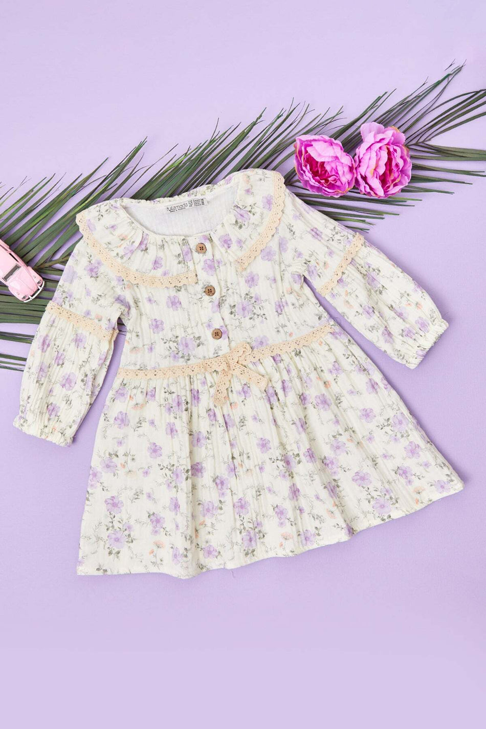 100% Cotton Lace Peter Pan collar Girls' Dress - MALLTURK