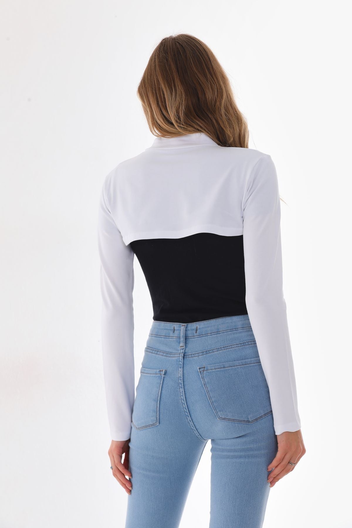 100% COTTON Stand Collar - White Long Sleeve Neck Collar Hijab Neck Collar Turtleneck - MALLTURK