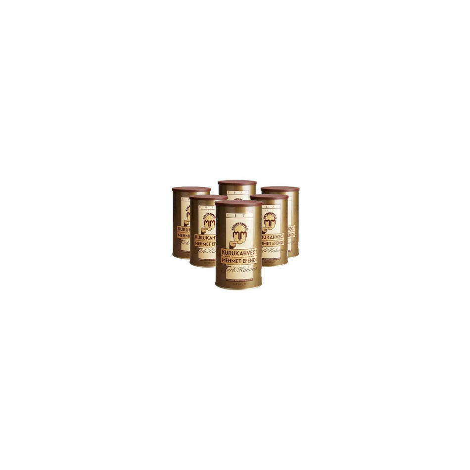 Kurukahveci Mehmet Efendi Turkish Coffee 500 gr Tin Can 6-Pack Traditional Taste and Freshness - MALLTURK