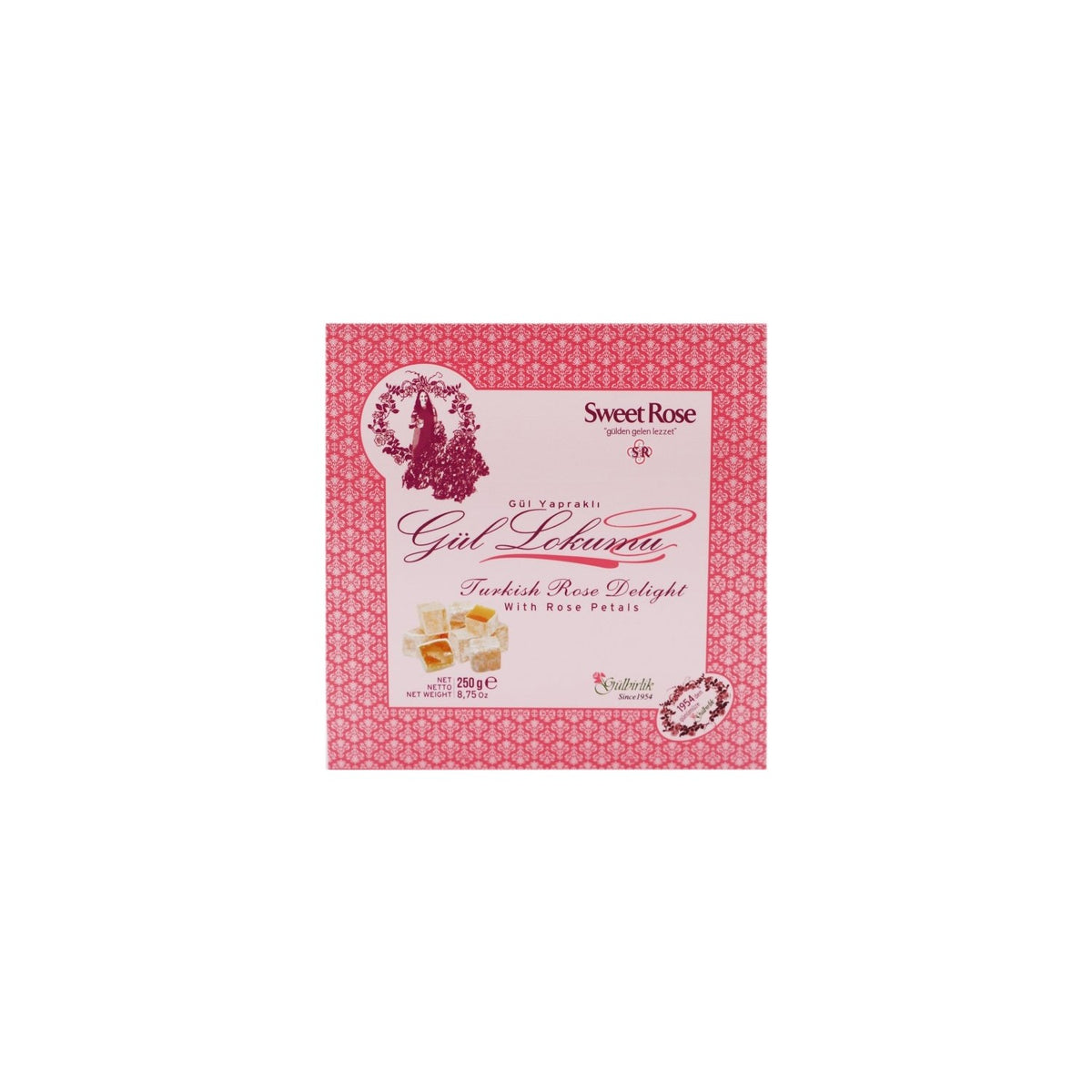 Rosense Rose Turkish Delight with Rose Petals 250 gr - MALLTURK
