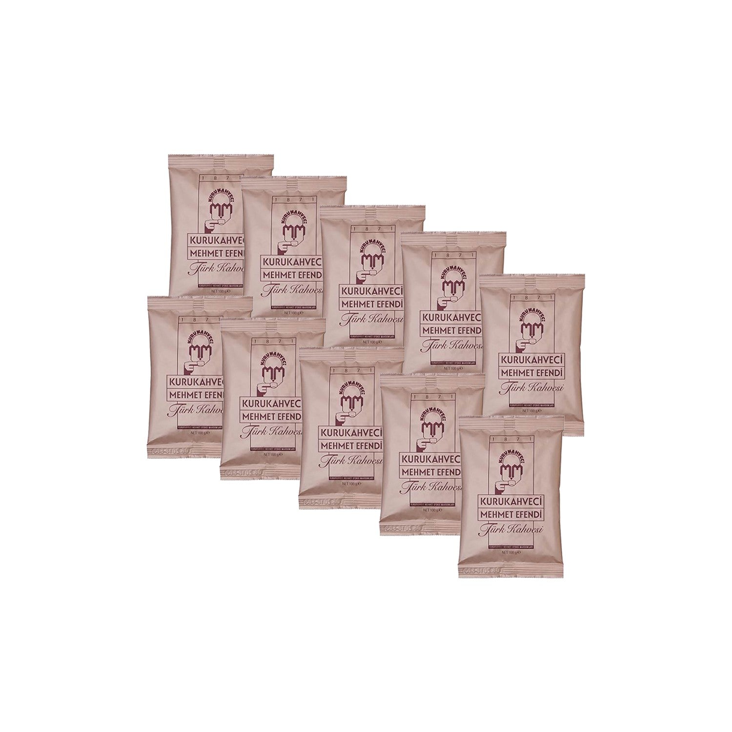 Kurukahveci Mehmet Efendi Turkish Coffee 100 gr 10-Pack Set Caffeinated Delicious Origin Turkiye - MALLTURK