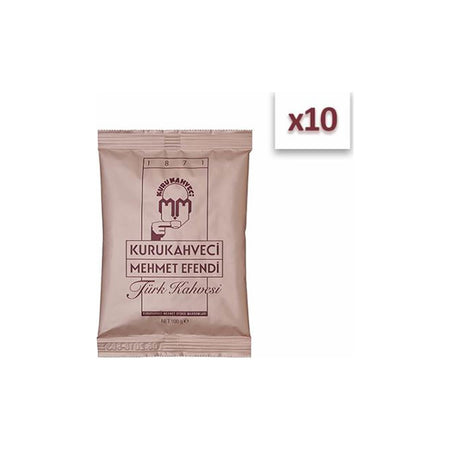 Kurukahveci Mehmet Efendi Turkish Coffee 100 gr 10-Pack Set Caffeinated Delicious Origin Turkiye - MALLTURK
