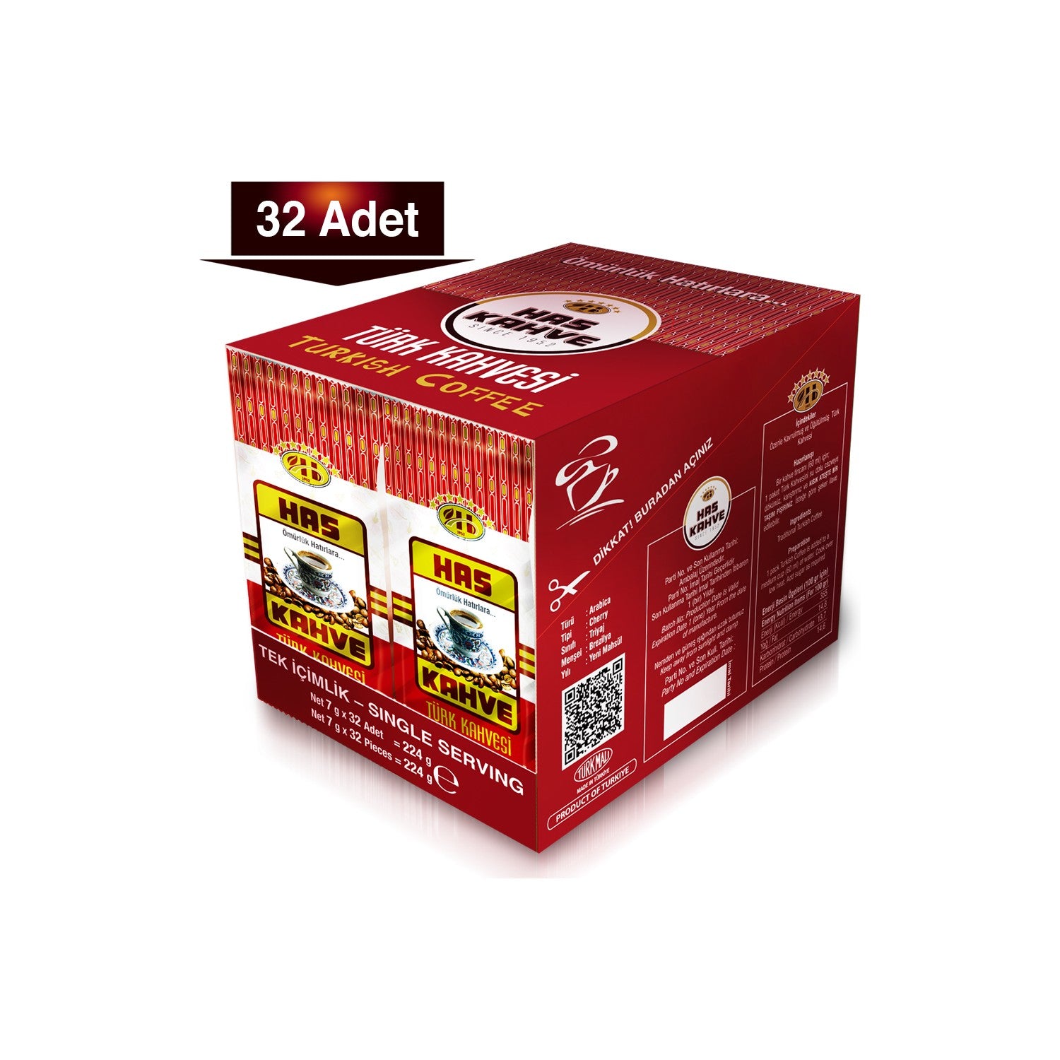 HasTurk Coffee 32-Pack 224g Single Serving Delicious Coffee of Brazilian Origin - MALLTURK