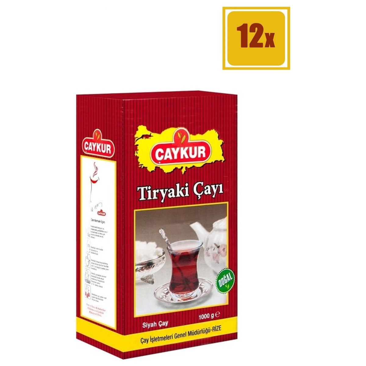 Caykur Tiryaki black tea 1 kg 12-pack Set natural aroma and Kalite with Gun Boyu Keyifli Icecek - MALLTURK