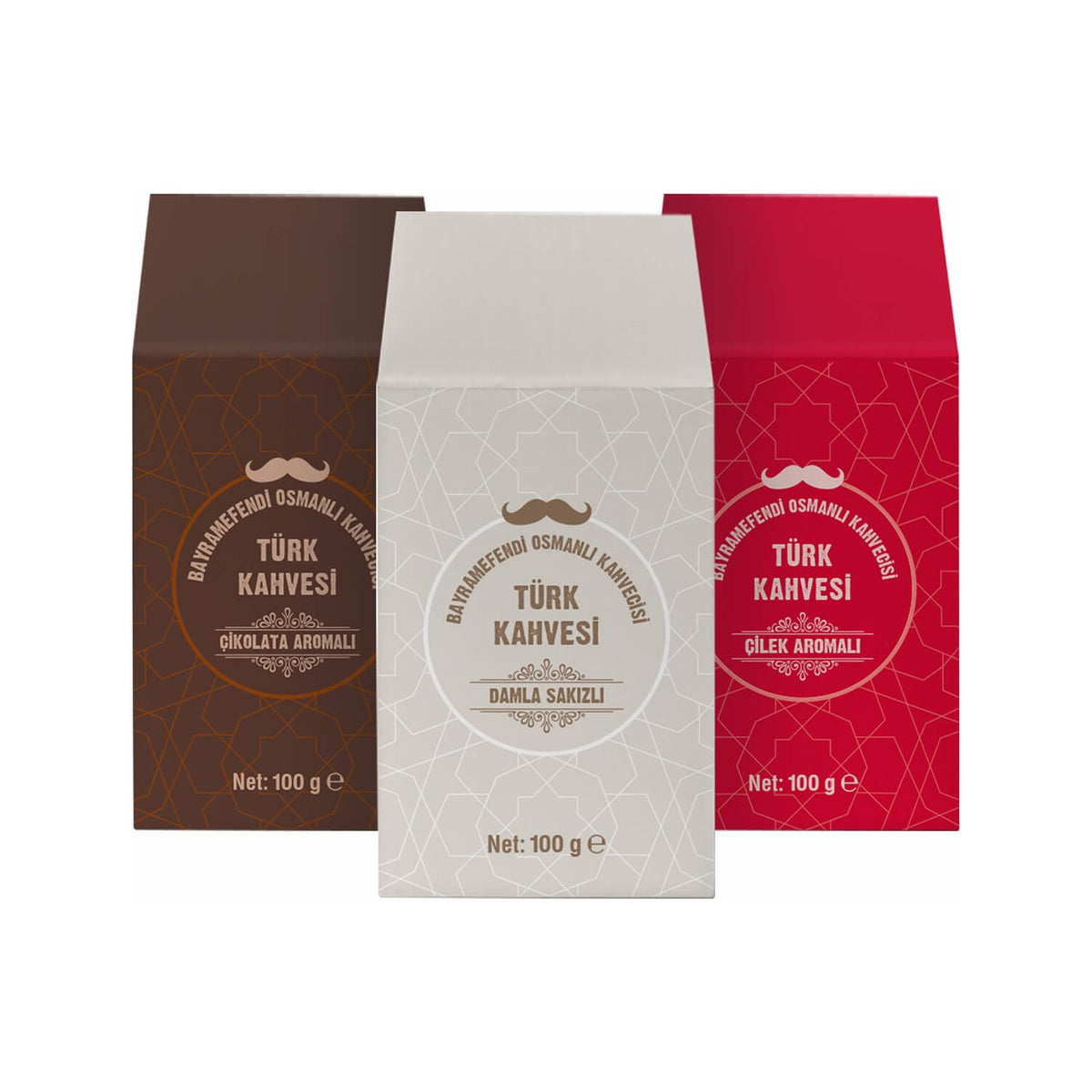 Bayramefendi Ottoman Coffee House 3-Piece Flavored Turkish Coffee Set - MALLTURK