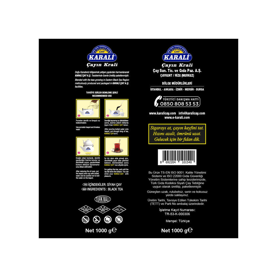 Karali tea Karadeniz sprout loose leaf tea 1 kg x 3'lu black tea quality natural aroma with - MALLTURK