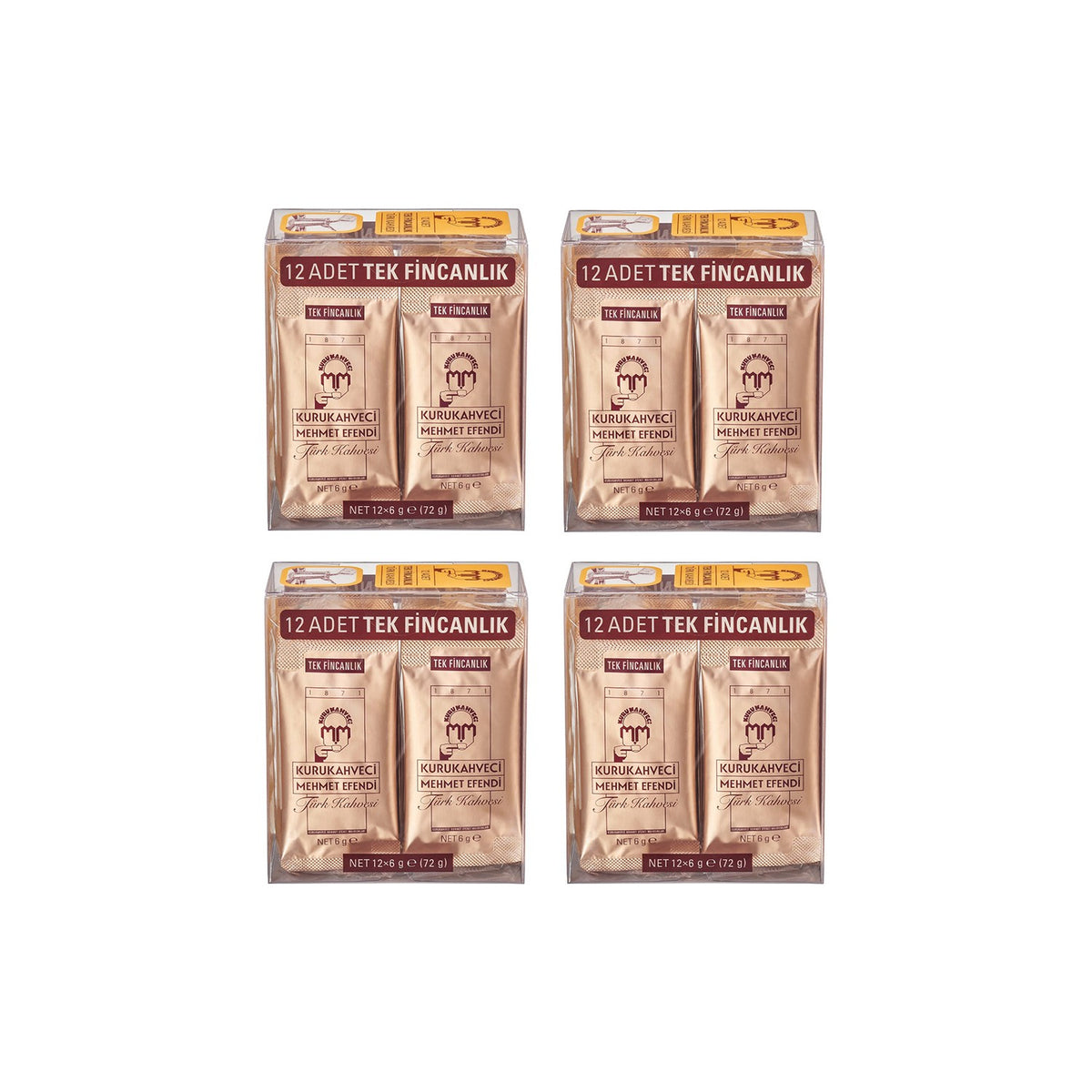 Kurukahveci Mehmet Efendi Single Serving Turkish Coffee 12 x 6 gr Pack of 4 Delicious Caffeinated Treat - MALLTURK