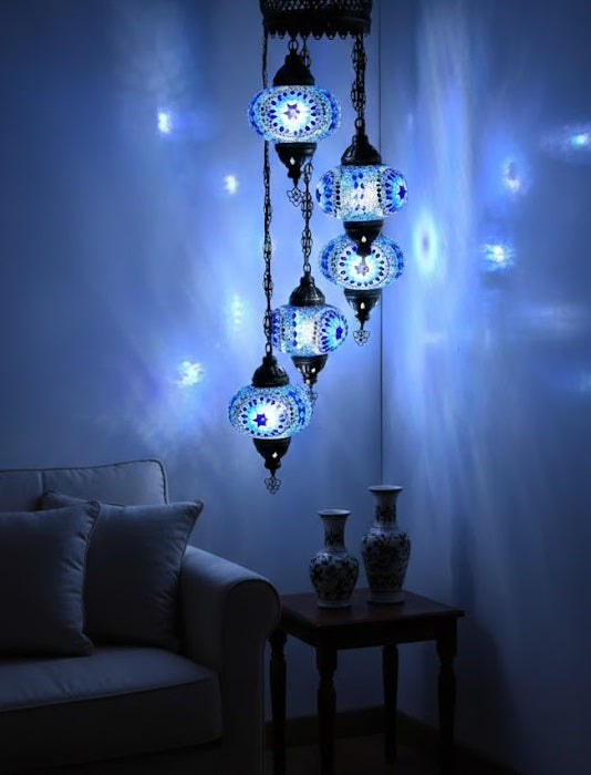 Turkish Mosaic Chandelier – 5 Globe