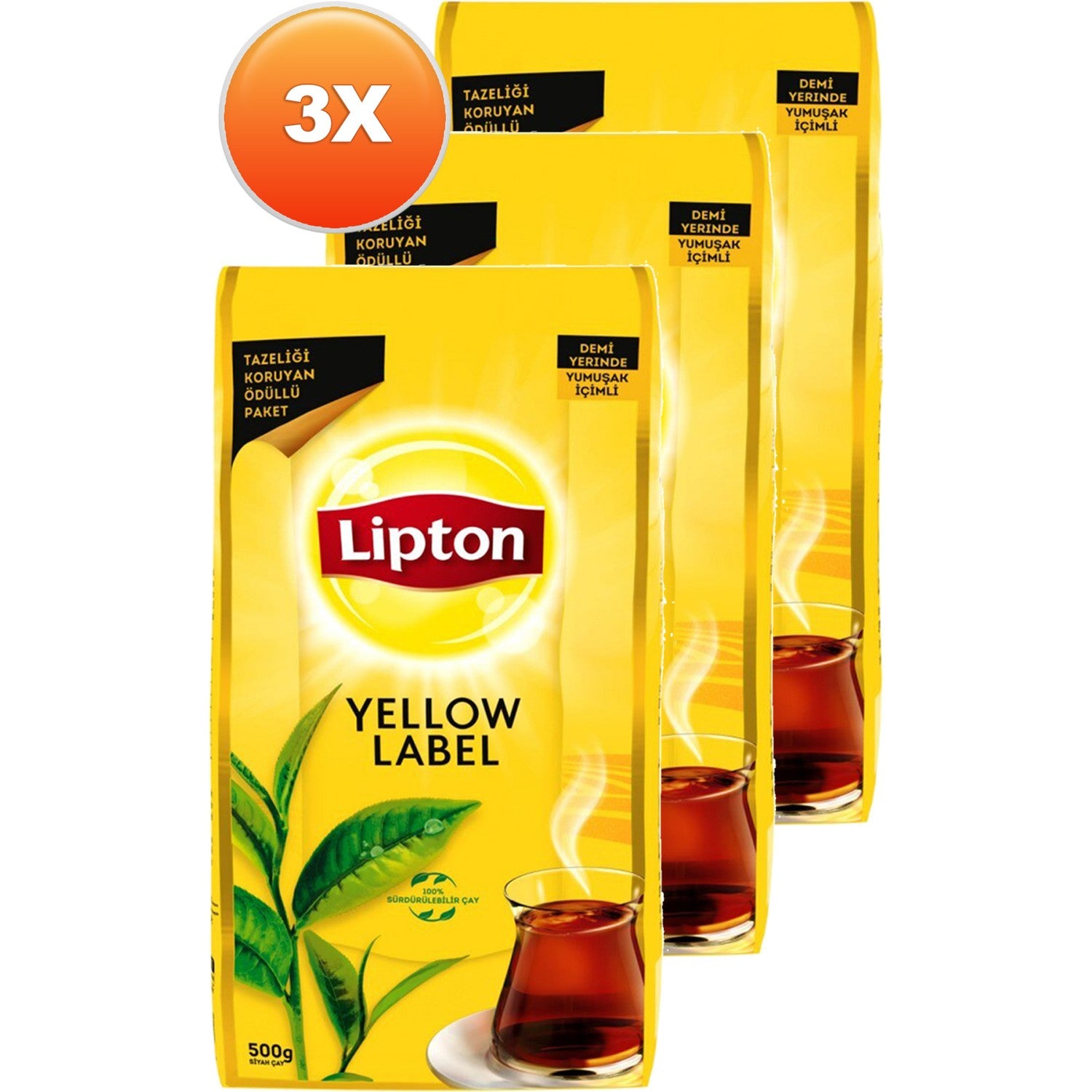 Lipton Yellow Label loose leaf tea 500 g. Uclu Set - MALLTURK