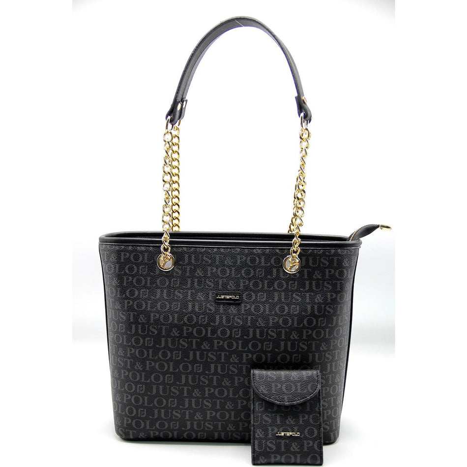 Just Polo Black Color Women's Bag and Wallet Set - MALLTURK