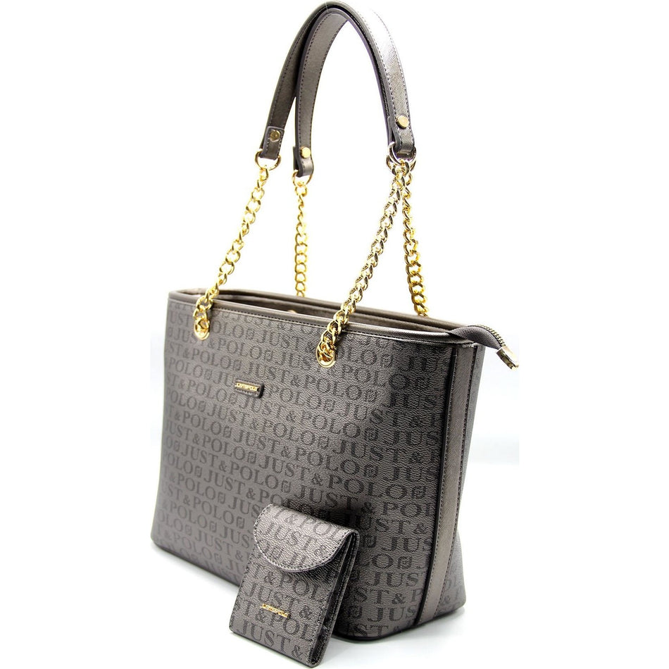 Just Polo Women's Bag and Wallet Gray Set - MALLTURK