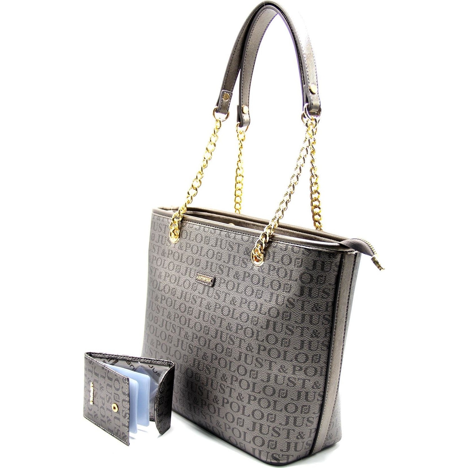 Just Polo Women's Bag and Wallet Gray Set - MALLTURK
