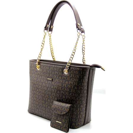Just Polo Women's Bag and Wallet Set Brown - MALLTURK
