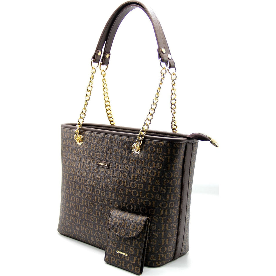 Just Polo Women's Bag and Wallet Set Brown - MALLTURK
