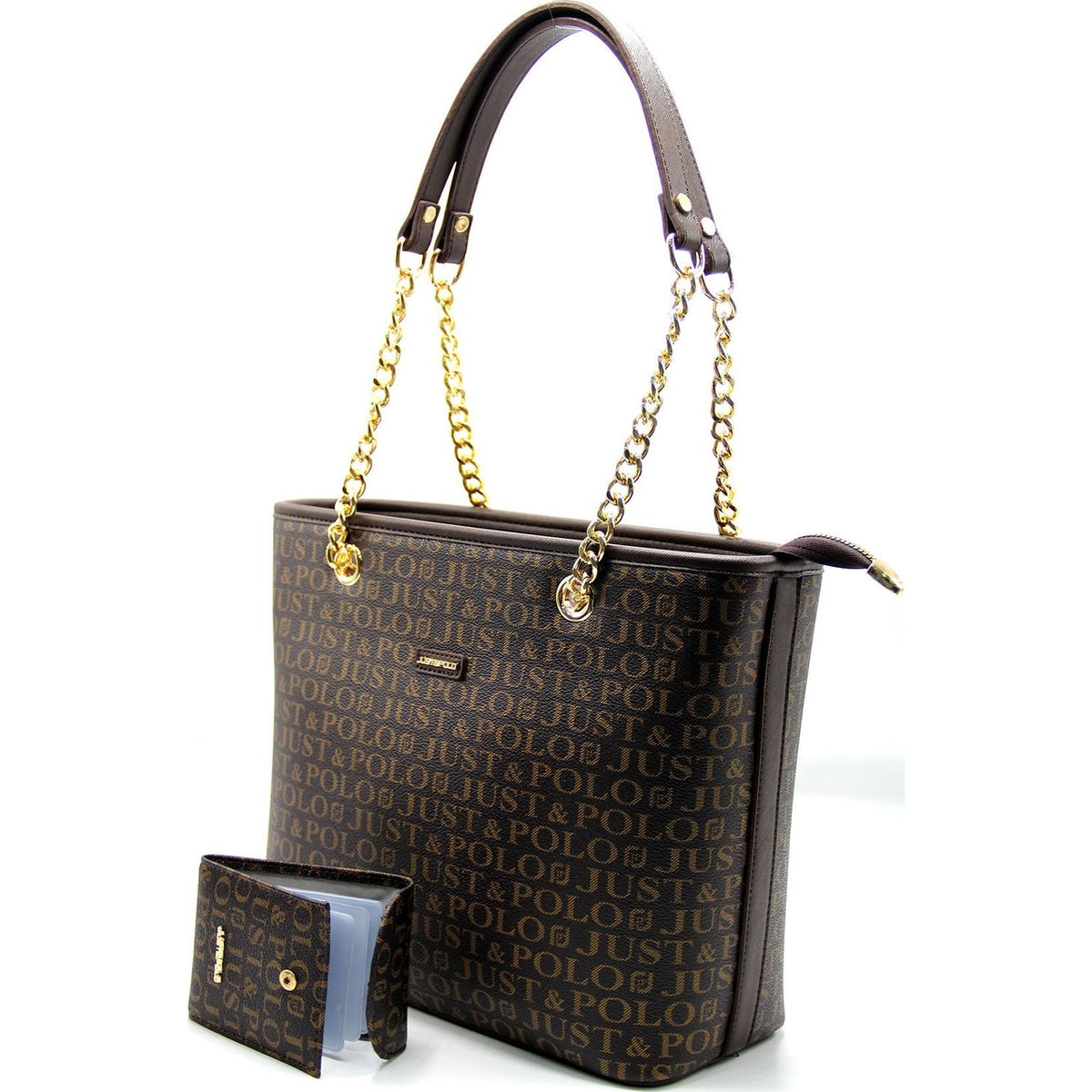 Just Polo Women's Bag and Wallet Set Brown - MALLTURK