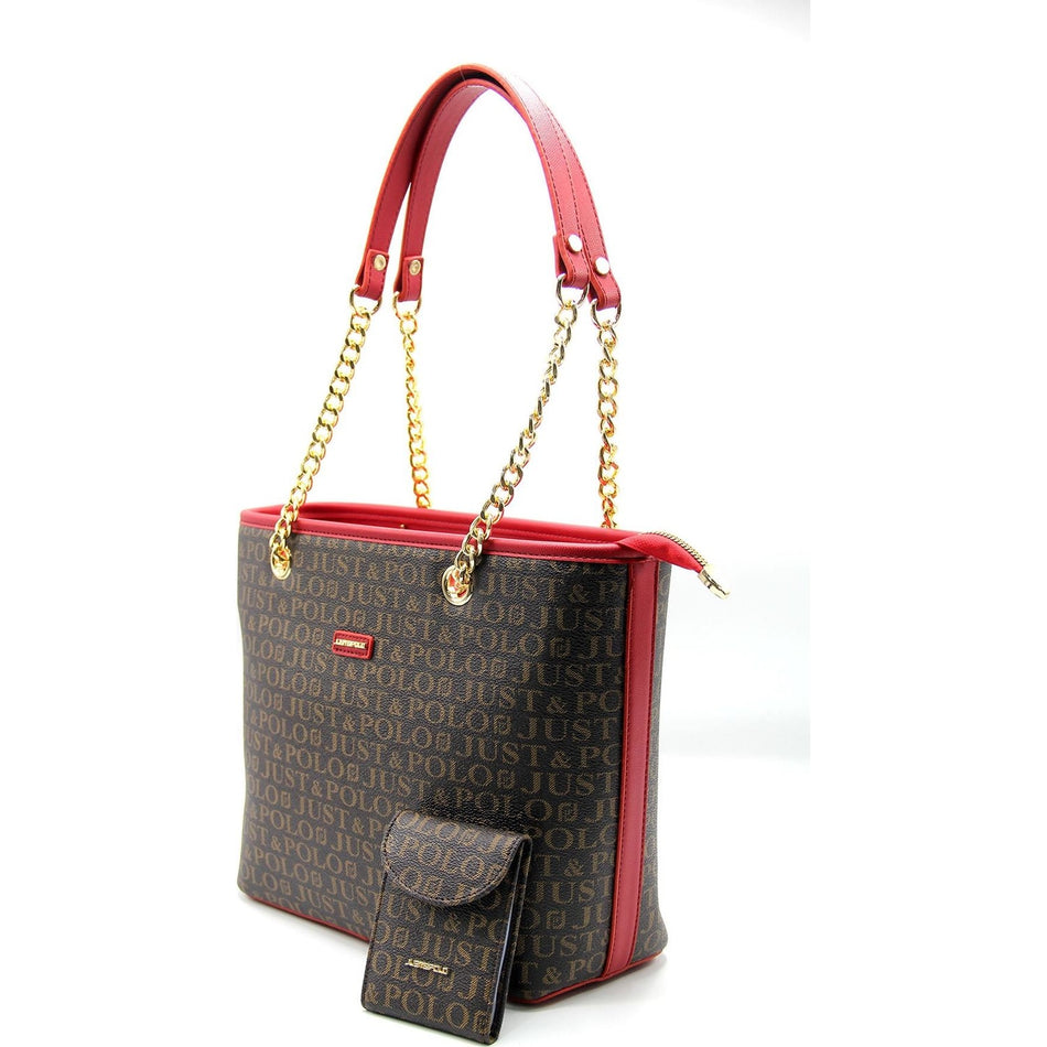 Just Polo Women's Bag and Wallet Set Brown - Burgundy - MALLTURK