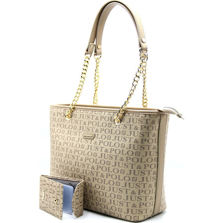 Just Polo Women's Bag and Wallet Set Sand - MALLTURK