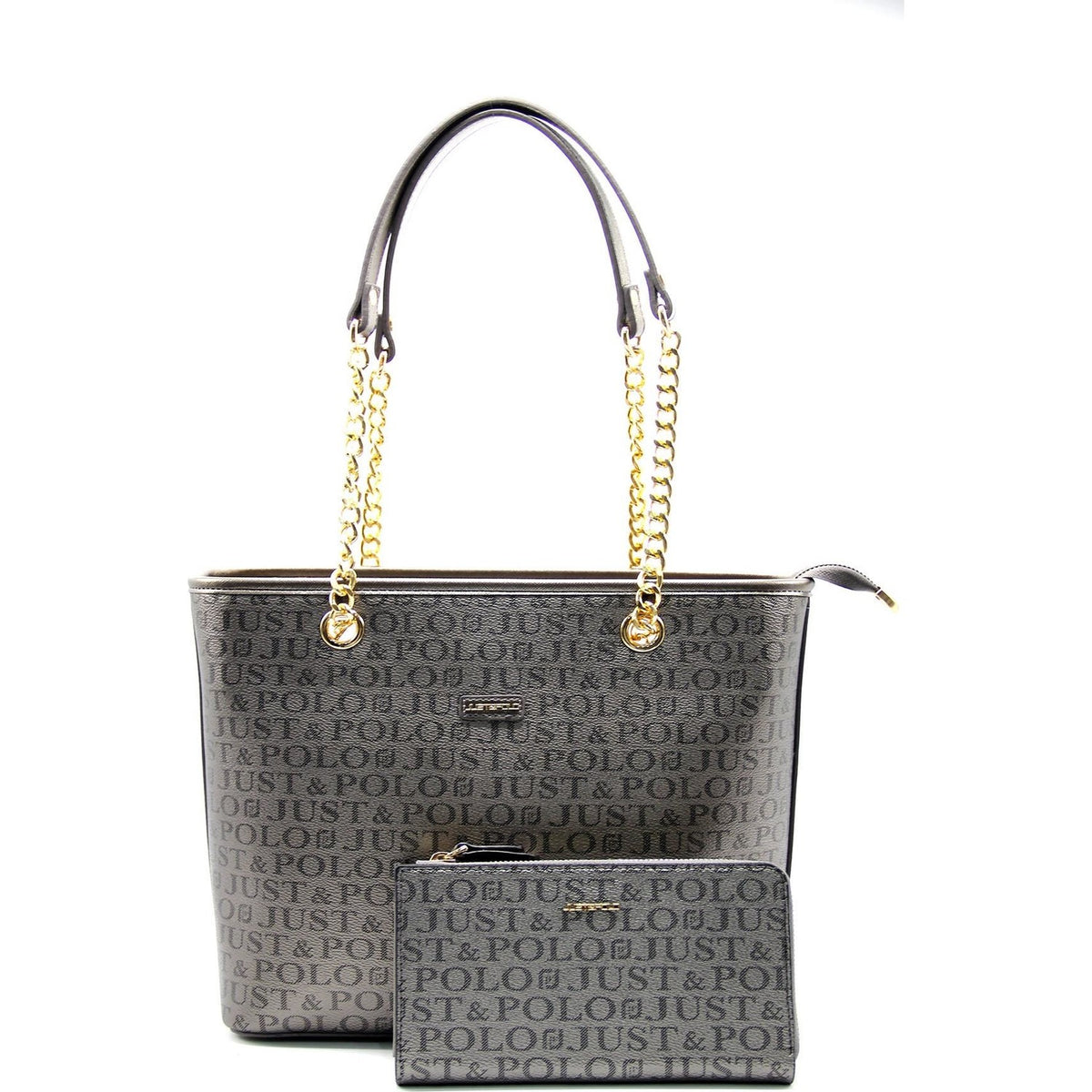 Just Polo Women's Wallet and Bag Set Gray Color - MALLTURK