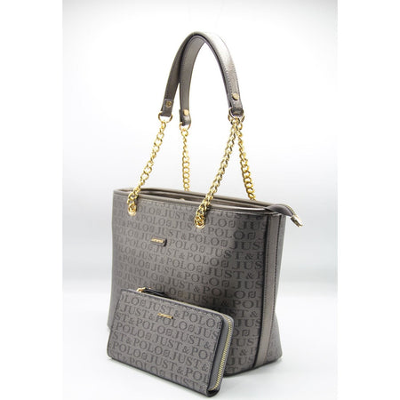 Just Polo Women's Wallet and Bag Set Gray Color - MALLTURK
