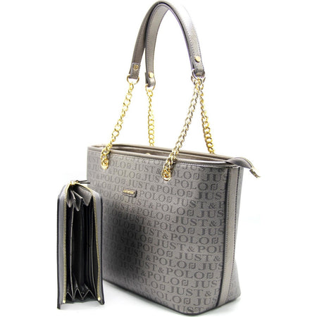 Just Polo Women's Wallet and Bag Set Gray Color - MALLTURK