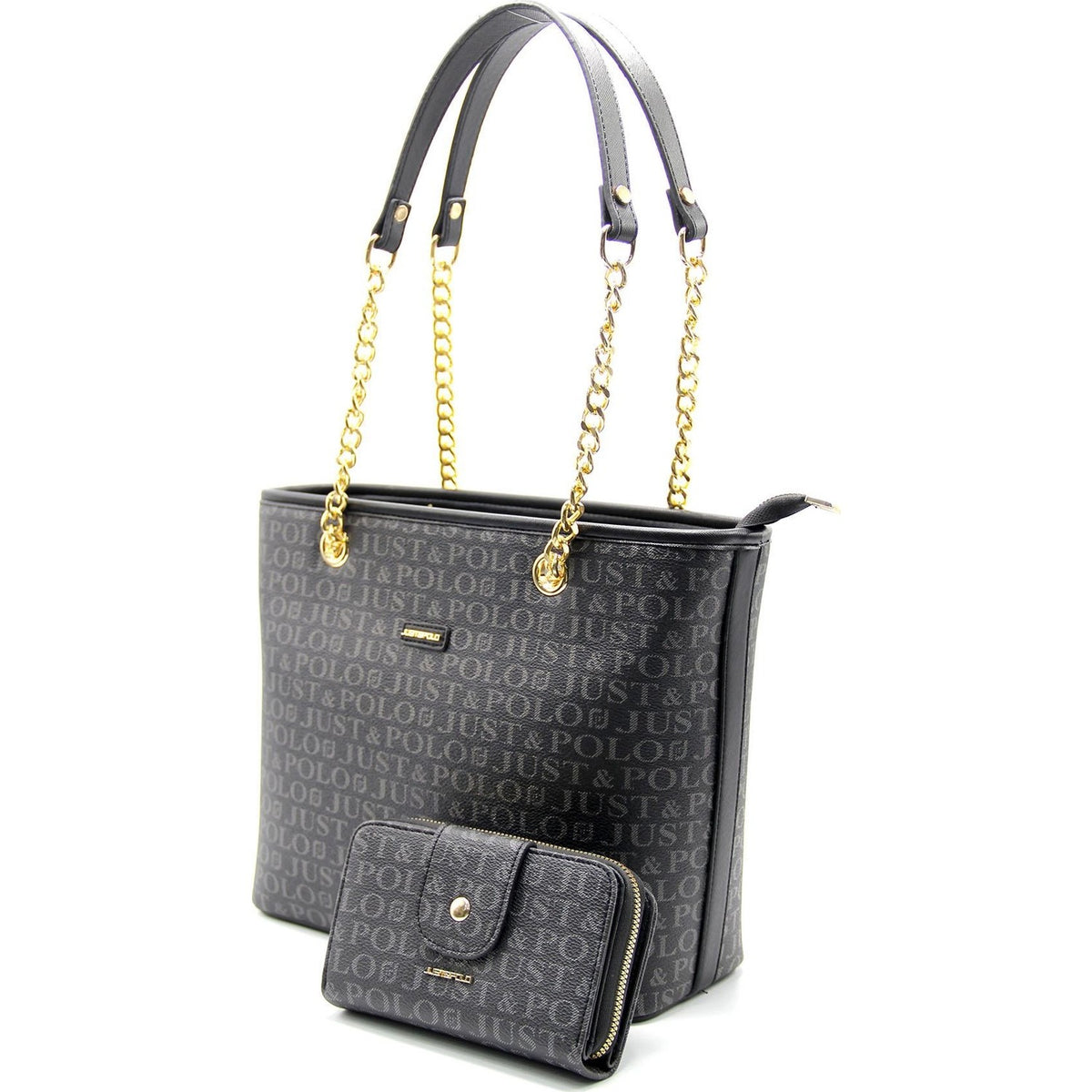 Just Polo Women's Black Bag and Wallet Set - MALLTURK
