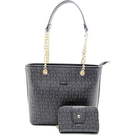 Just Polo Women's Black Bag and Wallet Set - MALLTURK