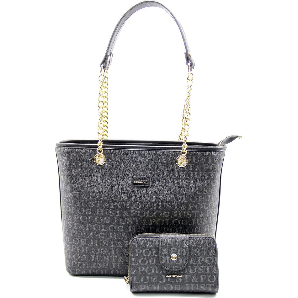 Just Polo Women's Black Bag and Wallet Set - MALLTURK